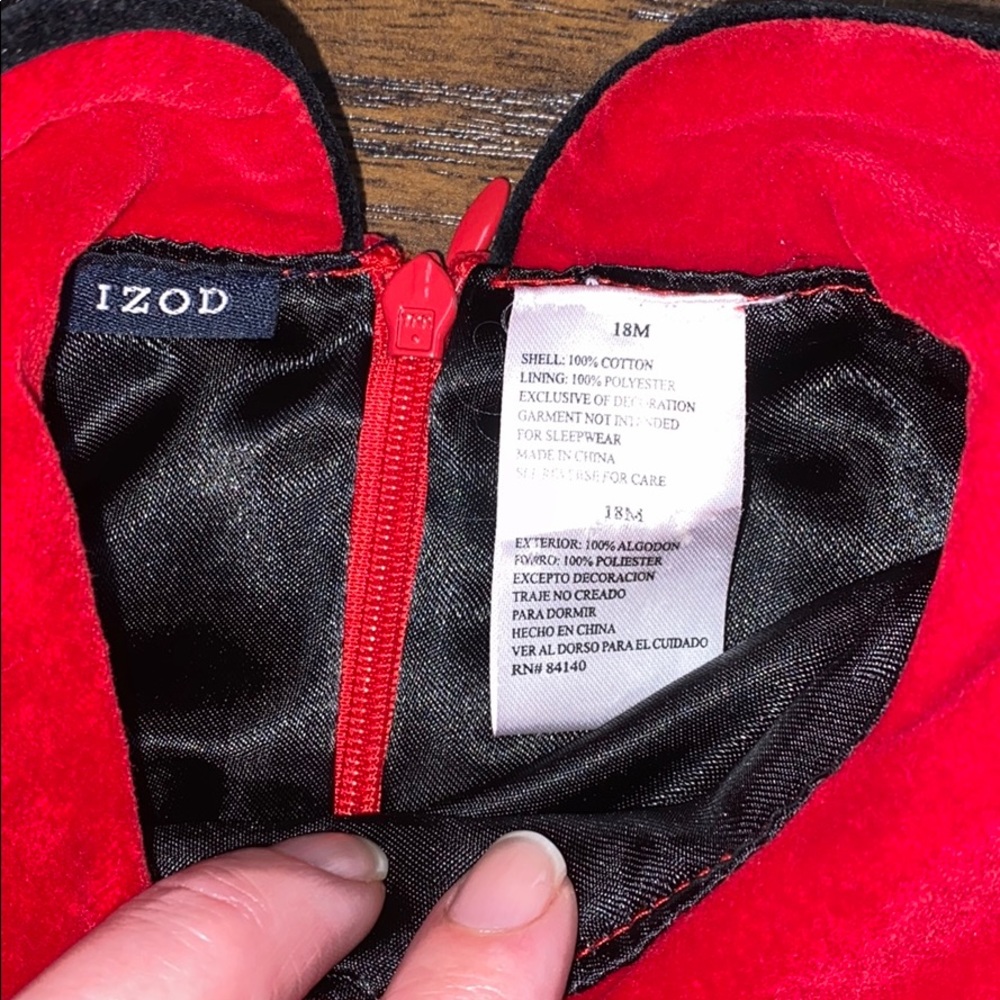 Izod red & black velvet formal dress with bloomers - Picture 4 of 8